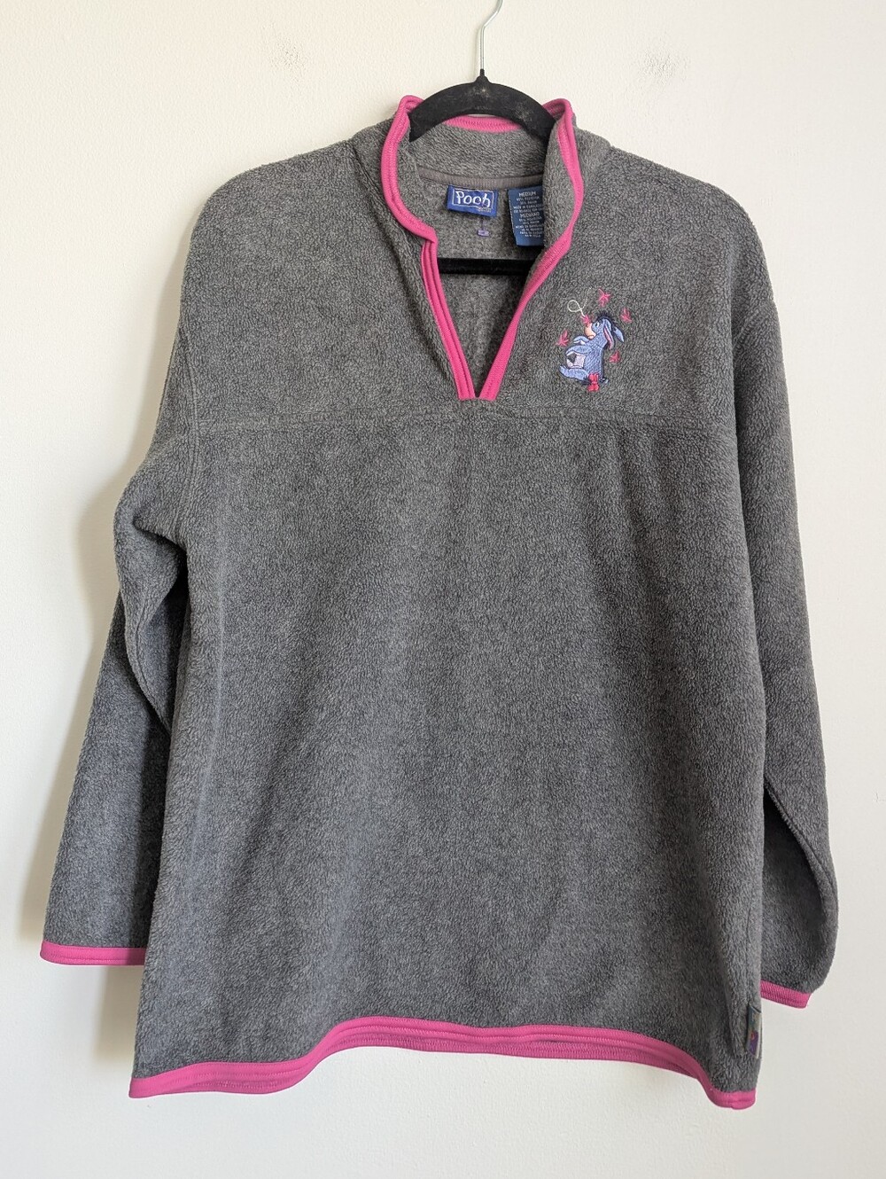 Vintage 90s Disney Gray Fleece "Eeyore" Pullover  M RARE Winnie The Pooh